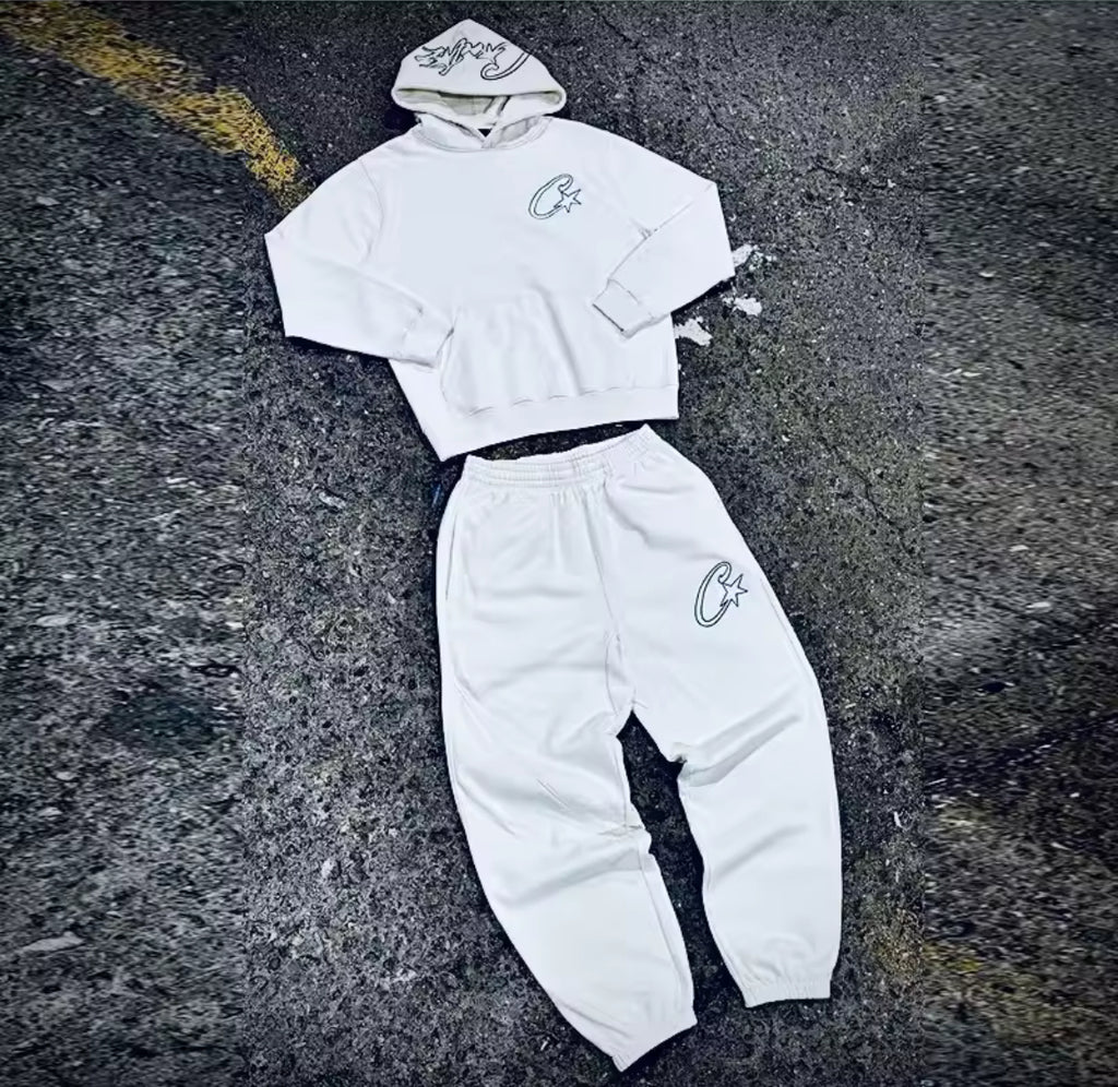 Harajuku parkläder set Street retro Gothic träningsoverall Y2K Trend Hiphop personlighet mönster broderi överdimensionerad träningsoverall